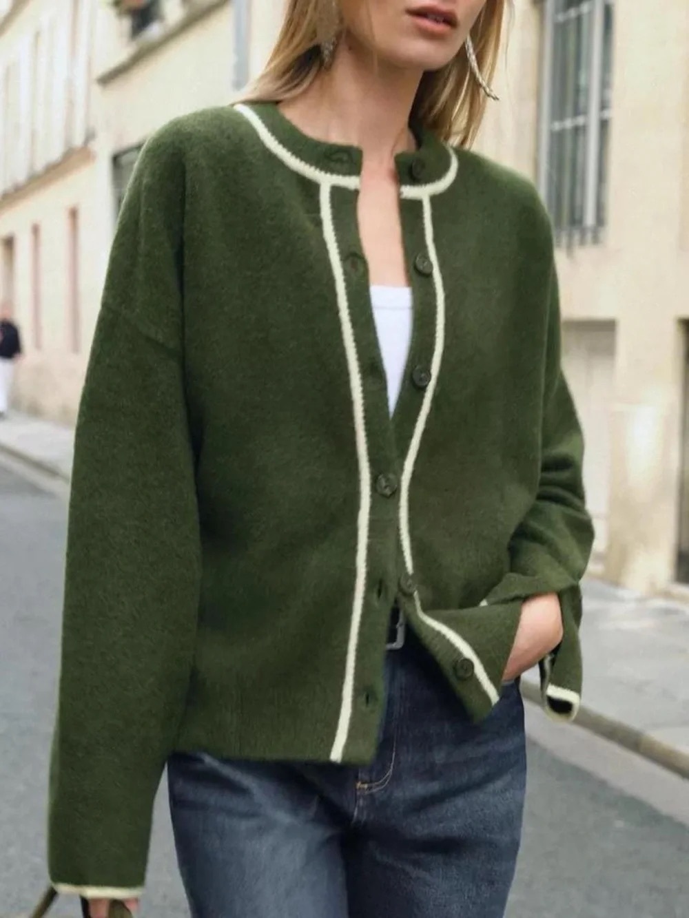 NWT. Zara Green Wool Blend Cardigan. Size M.